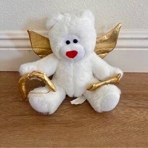 Angel Bear White With Gold Wings Bow‎ & Arrow Plush Stuffed Animal Toy 8”